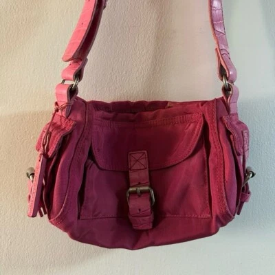Mini Bolso Hobo Bolso Cartera Francesco Biasia Rosa Neón Y2K Foto 1 de 3