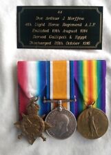 Australian WW1 medal trio. 4th Light Horse, MGS. Original ANZAC. Gallipoli. AIF.