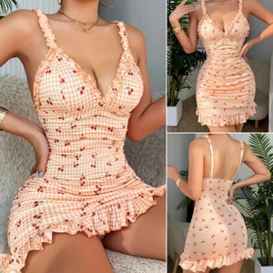 Orange Womens-Sexy-Lingerie-Lace-Sleepwear-Babydoll-Dress-Underwear-Nightwear M - Picture 1 of 8