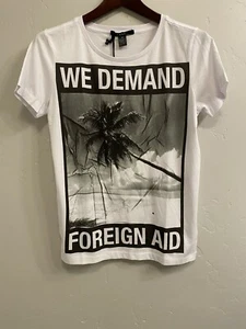 Ksubi Shirt Men’s Size XS We Demand Foreign Aid Graphic Tee Streetwear Political - Picture 1 of 12