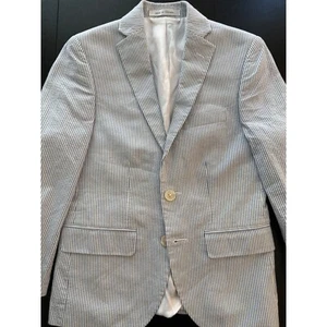 Ralph Lauren Boys Seersucker Blazer Boys 8R Blue 100% Cotton Jacket Sport Coat - Picture 1 of 11