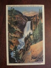 Vintage post card Red Rock Great Falls Yellowstone Nat'l Park used posted 1949 