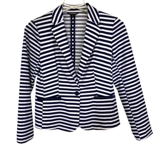 George Navy & White Striped Blazer Jacket Size 8 Nautical Office Core Academia - Picture 1 of 11
