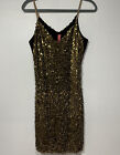 Eight Sixty Sheath Gold Sequins Dress Womens Large Prom Homecoming Party 