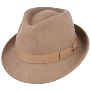 Crushable Wool Felt Trilby Hat - Unisex 100% Felt Fedora Trilby Hand Made - Picture 1 of 5