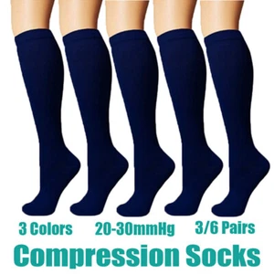 6Pares - Medias Calcetines De Compresion Para Hombres Y Mujeres Best 20-30 Mmhg - Picture 1 of 16
