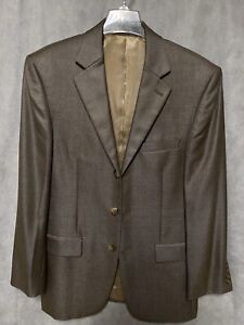 Gianfranco Ruffini Men 3 Button Blazer 36R Silk Wool Beige Check Coat Jacket