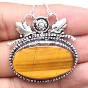 Pendant Gemstone Jewelry 2.75" Tiger Garnet Silver Handmade Eye, Gift - Picture 1 of 9