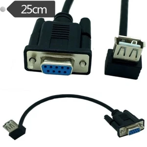 RS232 DB9 Female To USB 2.0 A Female Serial Cable Adapter Converter 8" Inch 25Cm - Afbeelding 1 van 7