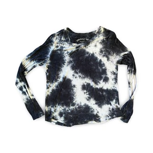 Aero Seriously Soft Top Women's Large Perfect Crew Blue Tie Dye Tee Boho Shirt - Picture 1 of 4
