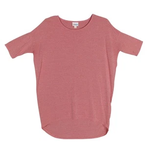 LulaRoe Irma Blouse Size XXS Soft Pink Short Sleeve Hi Low Cut Round Neckline - Picture 1 of 6