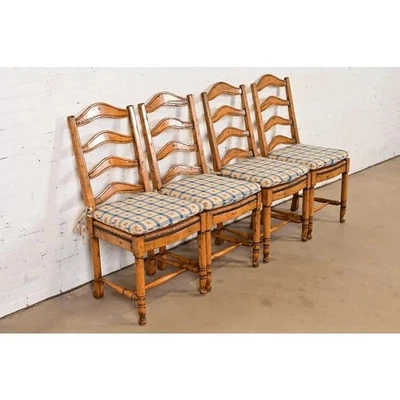 Guy Chaddock English Country Rustic Ladder Back Dining Chairs, Set of Four - Image 1 of 4