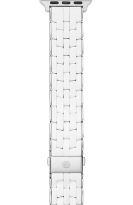 MICHELE 20mm Apple Watch Silicona Envuelta Pulsera Correa Blanca Plata Foto 1 de 3