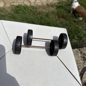 (2)- VINTAGE ORIGINAL ELDON TOY TRUCK/SLOT CAR PLASTIC TIRES AXLE PICKUP USA - Picture 1 of 7