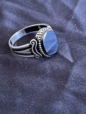 Anello In Argento 925 Vintage Con Onice - Immagine 1 di 4