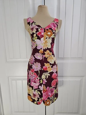 David Meister NWT Silk Floral Sheath Dress V-neck Sz 6 Made In The USA Foto 1 de 4