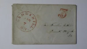 1850s Sandy Hill New York Stampless PAID N 3 Fancy Red Cancel Otsego Co Cover - Picture 1 of 2