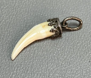 Antique 835 Silver Pocket Watch Chain Hunting Fob Pendant Charivari Tooth - Picture 1 of 5
