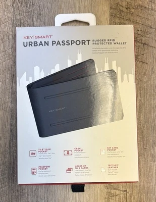 KeySmart Urban Passport 坚固 RFID 保护钱包 灰色 全新带盒 — 第 1/4 张图片