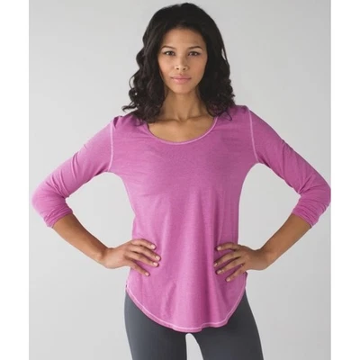 Lululemon Yogini 5 Años Manga Larga Wee Rayas Rosa Talla 6 Pulgares W3M65S $68 Foto 1 de 4