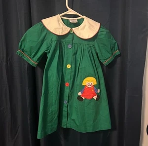 Vintage 1980s Samara Branded Green Embroidered Children’s Dress Size Five - Picture 1 of 2