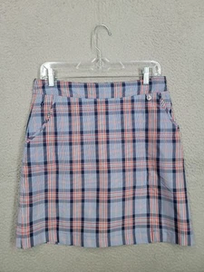 Womens Golfino Golf Skirt Skort Size 6 Blue Plaid Athletic Activewear Pockets - Picture 1 of 11