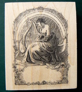Estampilla de goma P9 Irish Harp Muse 2,4x3,25" Ex-Libris - Imagen 1 de 1