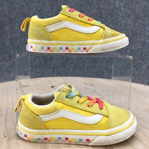 Vans Shoes Youth Toddler 8 Old Skool Rainbow Sneakers Flat Yellow Fabric Lace Up