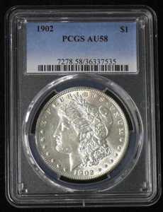 1902 AU-58 BETTER DATE MORGAN SILVER DOLLAR - PCGS GRADED - Picture 1 of 2