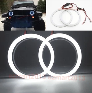 cotton LED halo rings for Jeep CJ Wrangler JK TJ Hummer H2 H3 7" headlight DRL - Picture 1 of 18