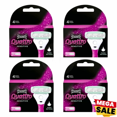 Wilkinson Sword Quattro For Women Sensitive Rasierklingen 3er-30er Pack OVP NEU