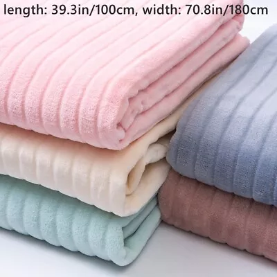 1 Meter Striped Thick Flannel Fabric Cloth Plush Furry Soft DIY Sewing Blanket - Image 1 of 4