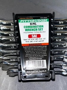 Pittsburgh 9 pc SAE Combination Wrench Set Fully Polished Chrome 12-PT 69043 New - Picture 1 of 3
