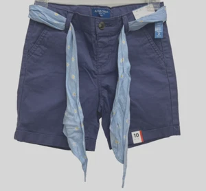 Arizona Jeans Co. Girls Midi Adjustable Shorts with Belt/Headband, Blue, Size 10 - Picture 1 of 3