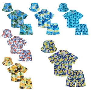 Boys Beachwear Soft Casualwear Casual Swimsuit Outfits Shorts Summer Shirt Hat - Picture 1 of 84
