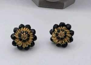 Vintage Vendome Ohrringe Clip On schwarz goldfarben - Bild 1 von 24