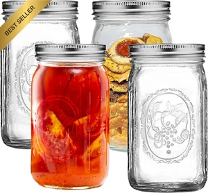 8 Pack 32oz Wide Mouth Mason Jars w/ Lids for Canning & Pickling - Picture 1 of 12