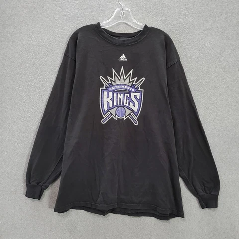 Sacramento Kings Men Shirt XL Black Adidas Logo Graphic Long Sleeve Crew Neck Cover