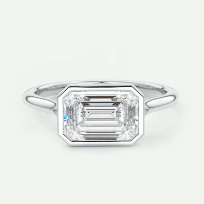 Women Diamond Wedding Ring Lab Grown Emerald 2 Ct IGI Certified 18k White Gold - Image 1 of 4