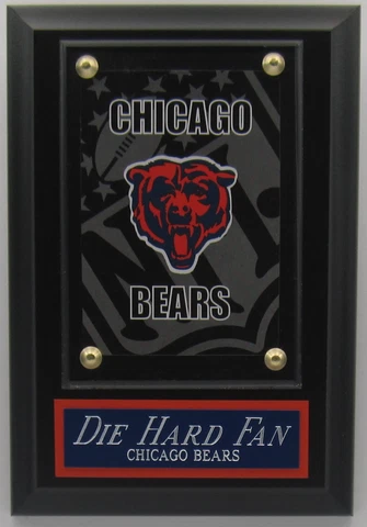 DIE HARD FAN CHICAGO BEARS LOGO CARD PLAQUE WITH EASEL FOR YOUR MAN CAVE DECOR Cover