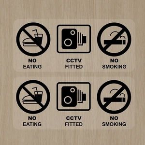 No Smoking Vaping Eating Drinking CCTV Window Car Taxi Bus Lorry HGV Stickers - Picture 1 of 1