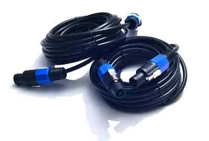 2-Pack 25 ft Male Speakon to Speakon Speaker Cables, Audio Cord DJ Wire OFC - Picture 1 of 2