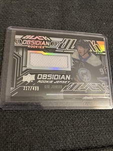 2022-23 SPX Kent Johnson Black Obsidian Rookie Jersey RC #217/499 Blue Jackets