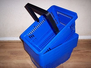 5 Plastic Shopping Baskets with Single Handle Blue. Black. Green. Red or Yellow. - Picture 1 of 1