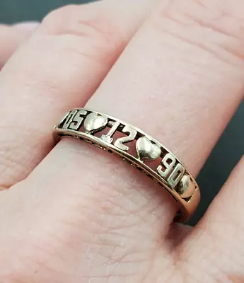 Estate Vintage Real 10K Yellow Gold I LOVE YOU Heart Anniversary Band Ring 2.6g - Image 1 of 4