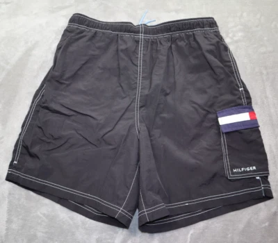 Tommy Hilfiger VTG Premium Swim Trunks Men's Size L Mesh Lined Black Side Pocket - Image 1 of 4