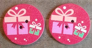 2 Weihnachtsgeschenk Nähen Knöpfe Basteln rund 2 Loch flach Holz 1"  - Bild 1 von 2