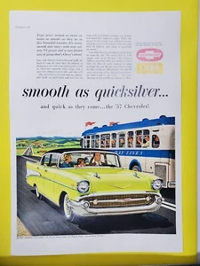 1957 Chevrolet Chevy Bel Air large-mag car ad-"smooth as quicksilver" - Picture 1 of 2