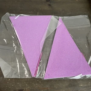 Purple Sparkle Glitter Triangle Party Banners Decoration Two Packs Birthday - Picture 1 of 3