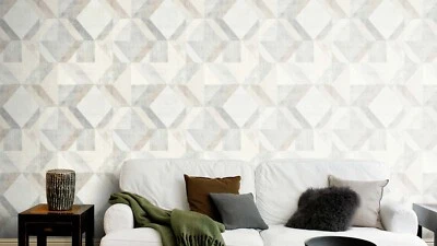Papel pintado no tejido Rasch estructura gráfico triángulos blanco gris marrón 311921 (3,92 €/1 m²)